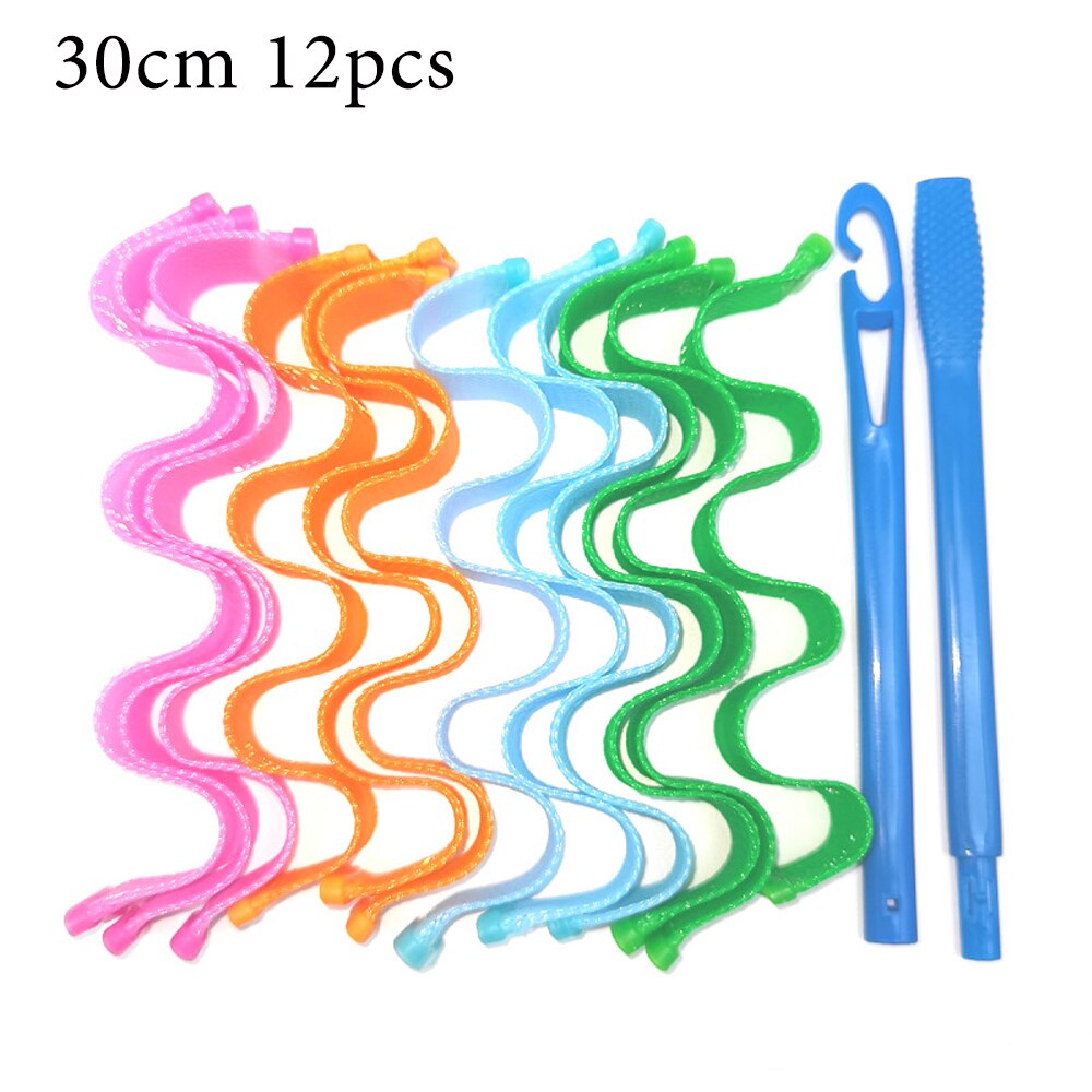 12PCS Hair Roller Magic Curler Loop DIY Portable Hairstyle Rollers Sticks Wave Formers Heatless Hair Curler Curling Hair Tools: 4 Colors