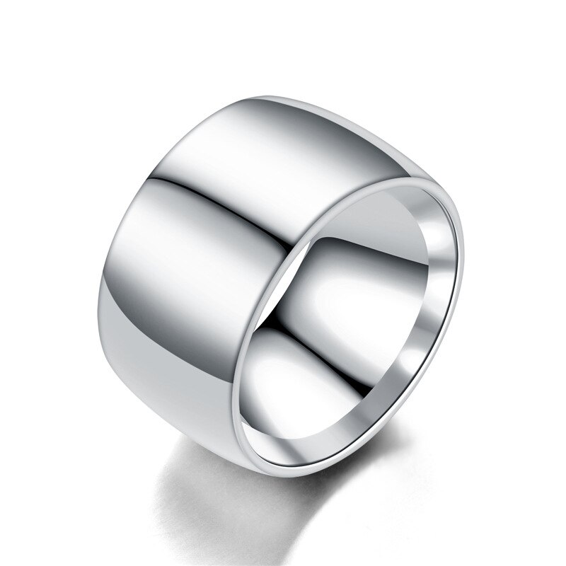 Breed 12Mm Heren Ring Titanium Stalen Ringen Breed Glossy Mannen Grote Ring Fijne Sieraden Mannen Sieraden: 12 / Zilver