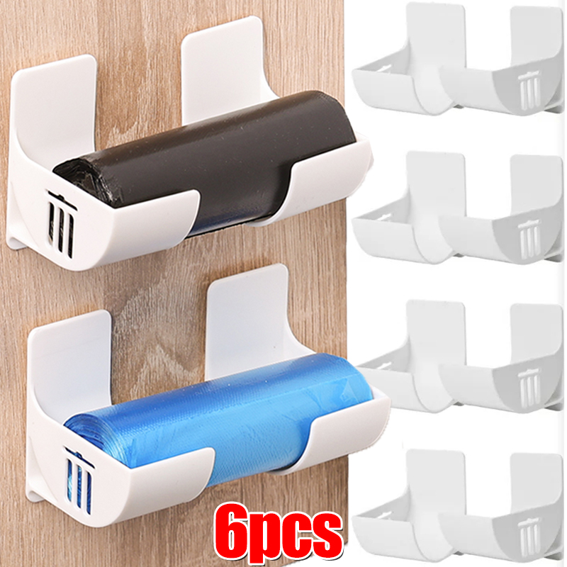Soporte de bolsas de basura montadas en la pared, caja de almacenamiento de bolsas de basura, organizador, bolsa de plástico, contenedor de película, dispensador para estante de cocina, 2/6 Uds.