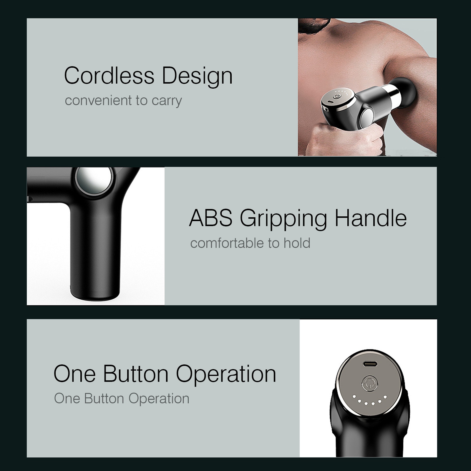 Electric Massage Gun 6-Level Variable Frequency Vibration Fascial Gun Muscle Massager for Pain Relief Portable Quiet Massager