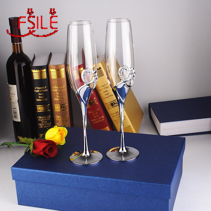 2 Stks/set Crystal Wedding Toast Champagne Glazen Wijn Glazen Drink Glazen Feest Bruiloft Wijn Decoratie Glazen Party Box