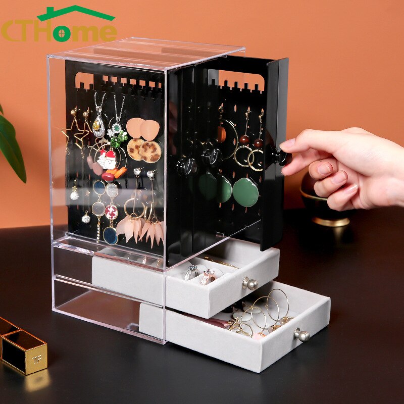 Expositor de joyería de material acrílico, soporte para pendientes y organizador de joyas, caja de soporte para escaparate de pendientes, nueva