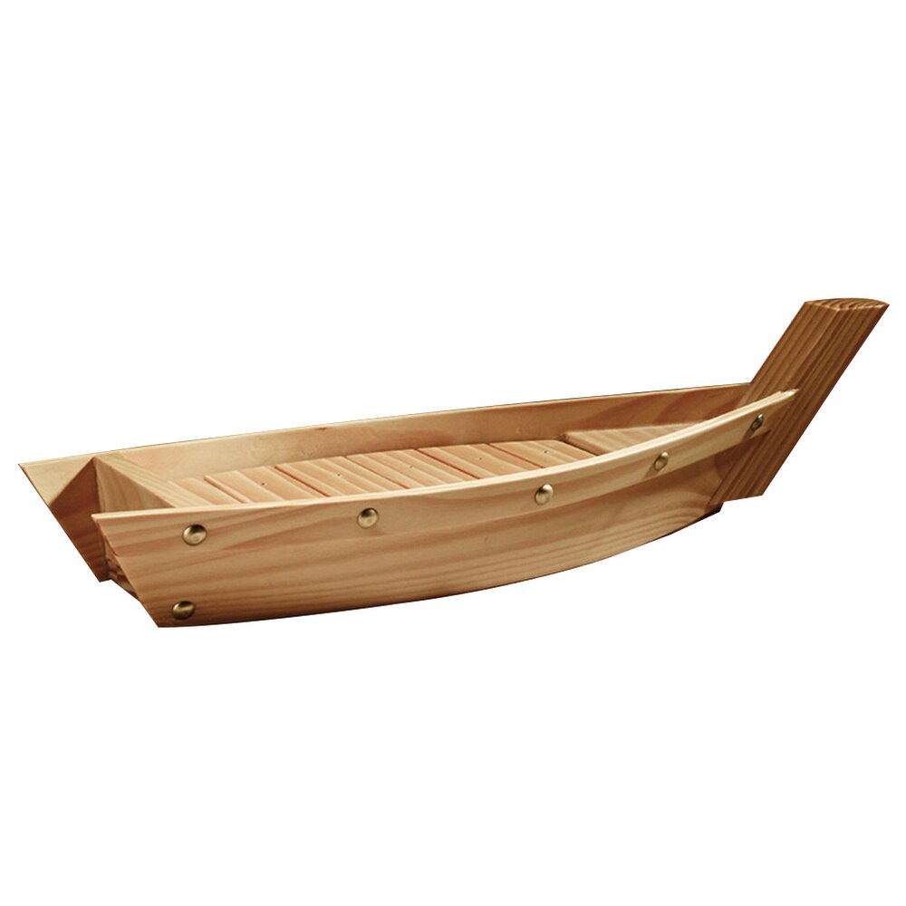Wooden Sushi Plate Boat Shaped Dish Japanese Style Snack Tray Serving Dish for Home Restaurant (Size)