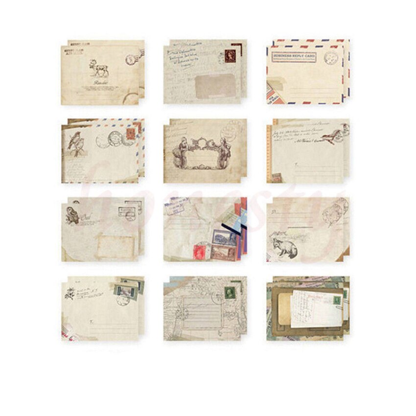 12pcs Mini Paper Ancient Envelope Vintage Home Office Stationery Craft Window Envelopes Wedding Invitation Stationery
