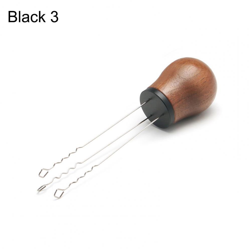 Coffee Distribution Needle Durable Coffee Tamper Leveler Tool Needle Type Wide Application Wood Handle Coffee Stirrer: Black 1