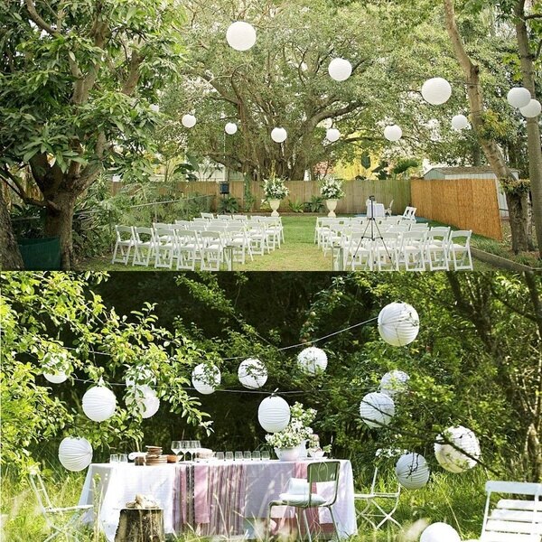 30 Pack Chinese Round White Paper Lantern,Paper Lanterns 4/6/8/10/12/14inch Hanging Lanterns Wedding Party Decorations