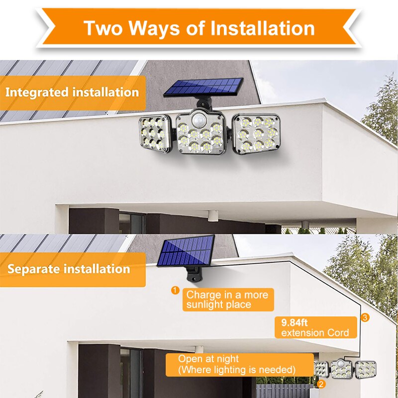 138 LED güneş ışıkları açık hareket sensörü güneş enerjili sel ışıkları 138 LED güneş ışıkları açık hareket sensörü güneş enerjili sel ışıkları