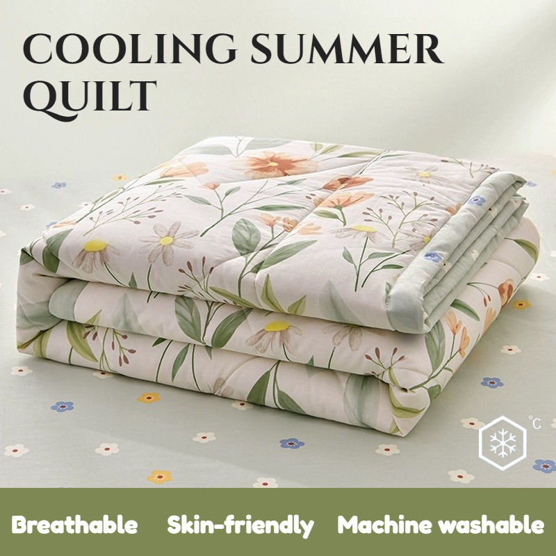 Summer Cooling Quilt Blankets Skin-friendly Washable Air Condition Comforter Pastoral Style Flowers Lightweight Blankets 여름 이불