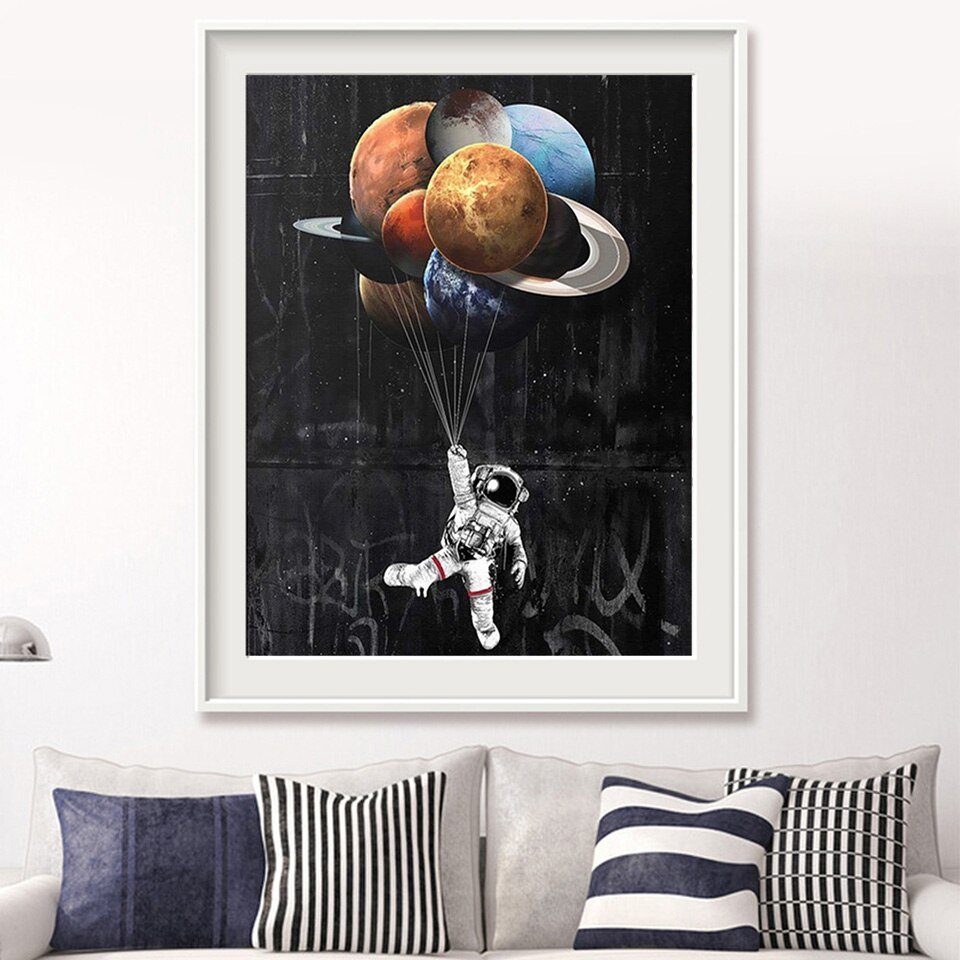 AZQSD peinture par numéros espace astronaute bricolage toile peinture Kits mur Art peinture à l'huile par numéros paysage Unique