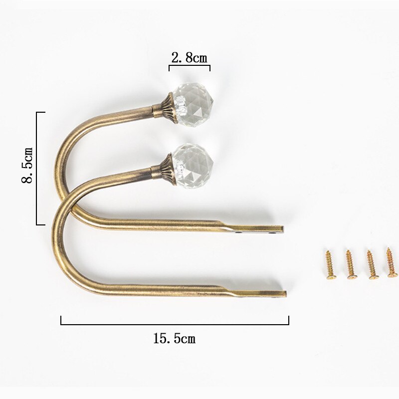 Solid Luxury Crystal Glass Curtain Holdback Wall Tie Back Hooks Hanger Holder Curtain Wall Hooks 2pcs: 15 2pcs