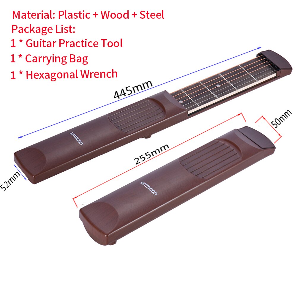 6-String Pocket Guitar Chord Trainer Folk Guitar Practice Tools Gadget 6 Frets with Rotatable Chords Chart Screen for Beginners: Chord Trainer 6