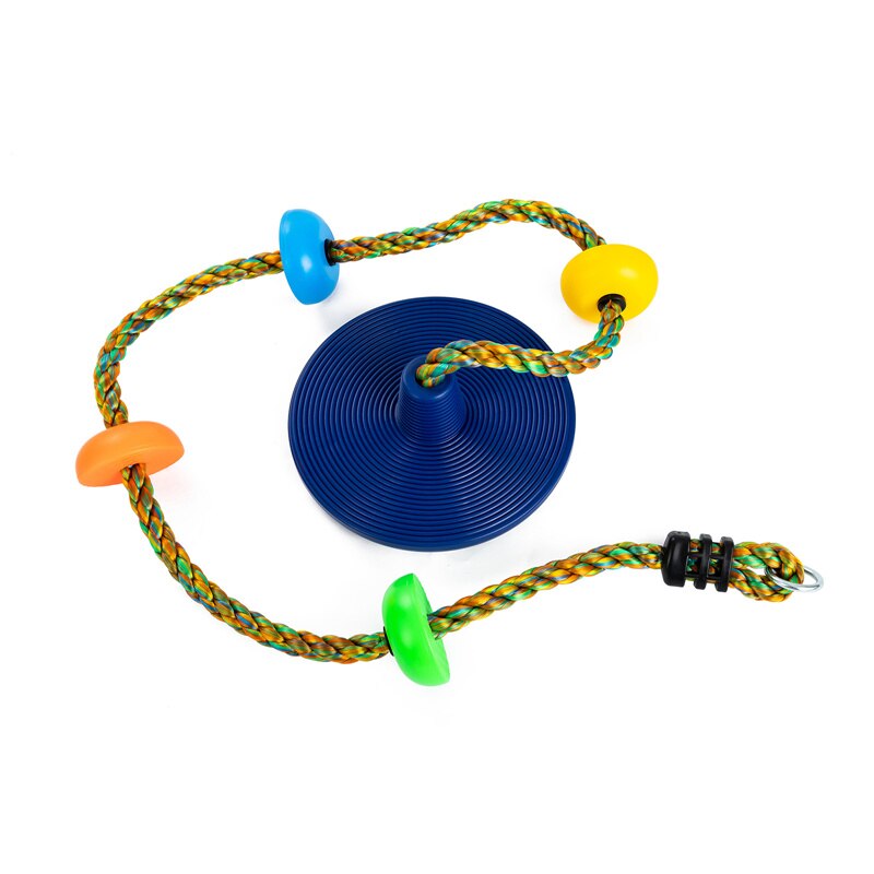 Barre de balançoire trapèze en bois pour enfants avec anneaux en plastique anneaux de gymnastique pour aire de jeux extérieure intérieure: C62-Blue