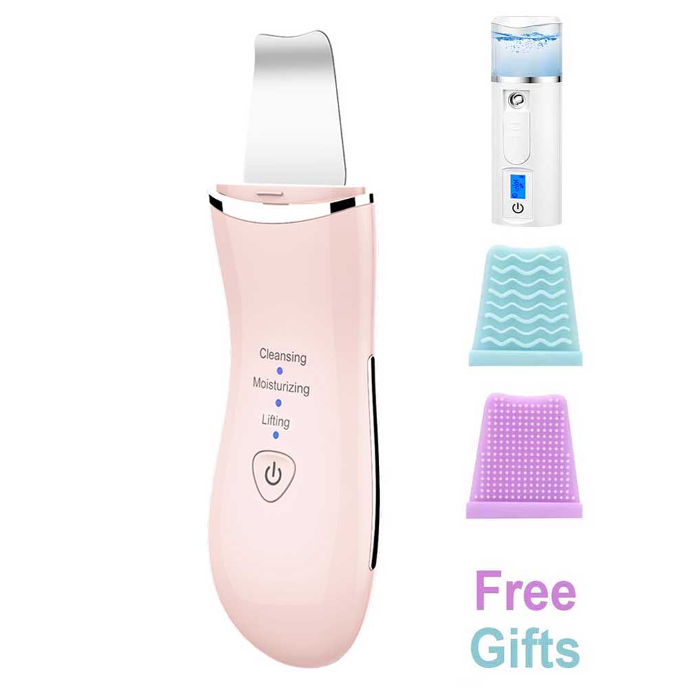 InFace Ultrasound Ion Skin Cleanser Facial Blackhead Pore Cleaner Peeling Shovel Massage Face Health Care Skin Care: Pink