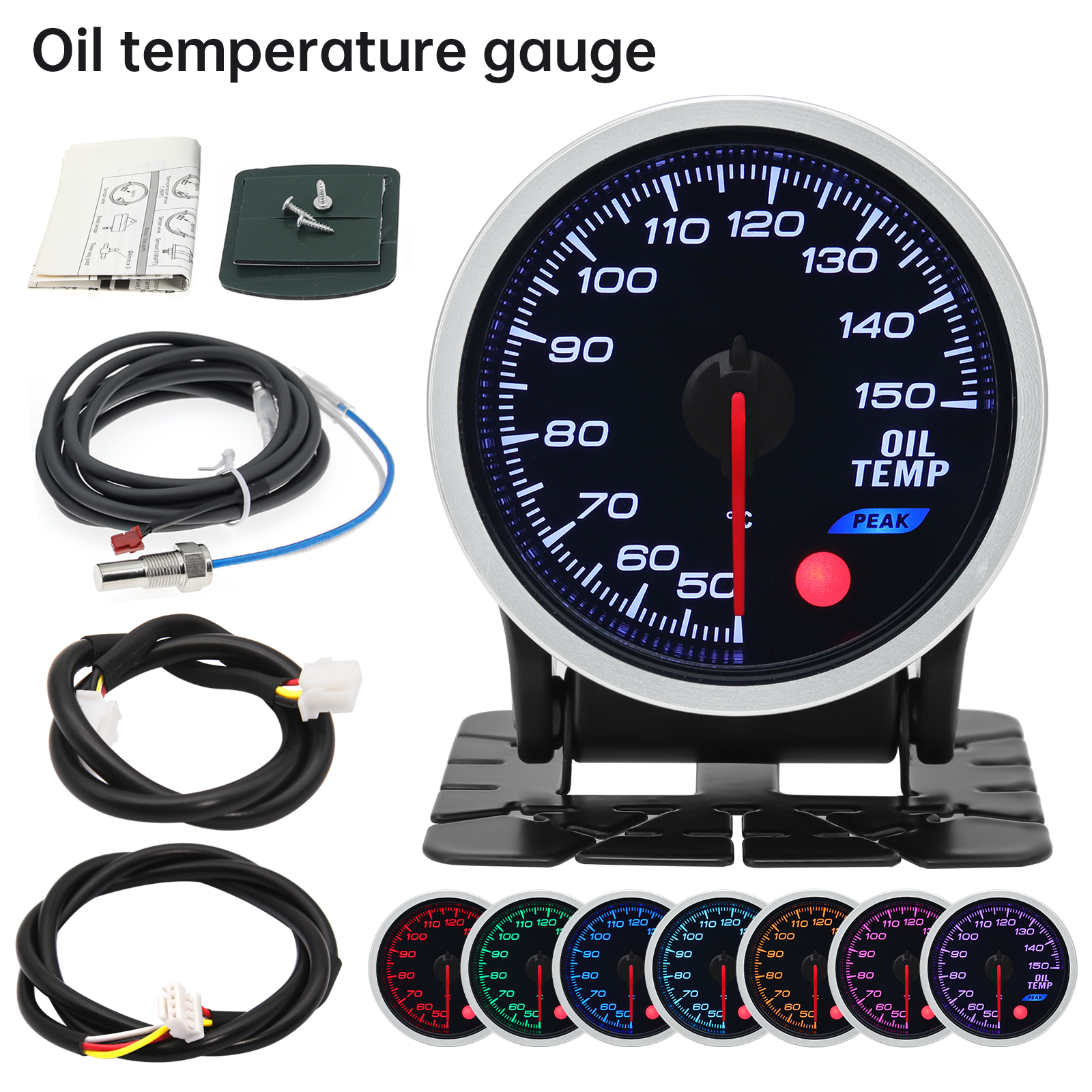 52mm 8 Colors Car Gauge Oil Pressure Bar PSI Water Temp Oil Temp EGT Exhaust Temp Turbo Boost Tachometer Fuel Level Gauge Meter: Gold