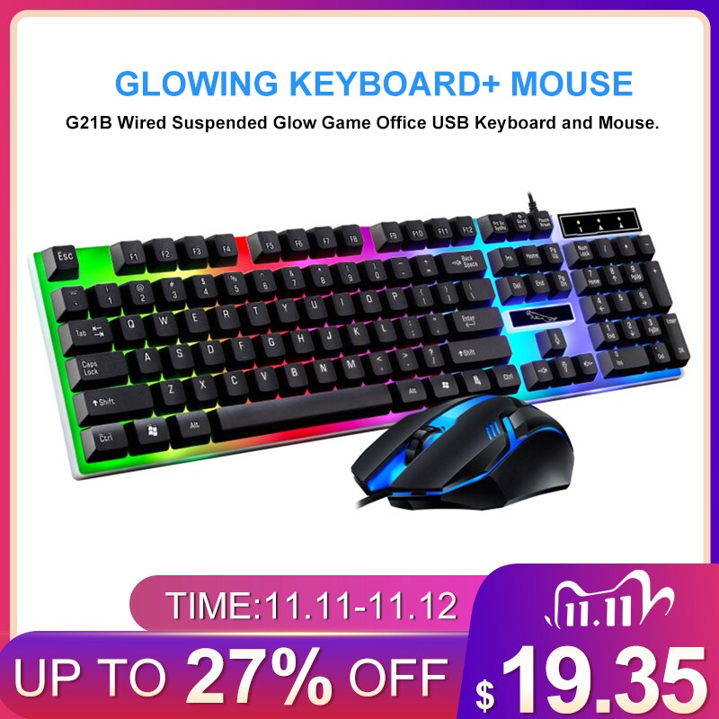 Gaming keyboard Wired Gaming Mouse Kit with With RGB backlight Silent Russian keyboard Gamer keyboard For PC Lap Game keyboard