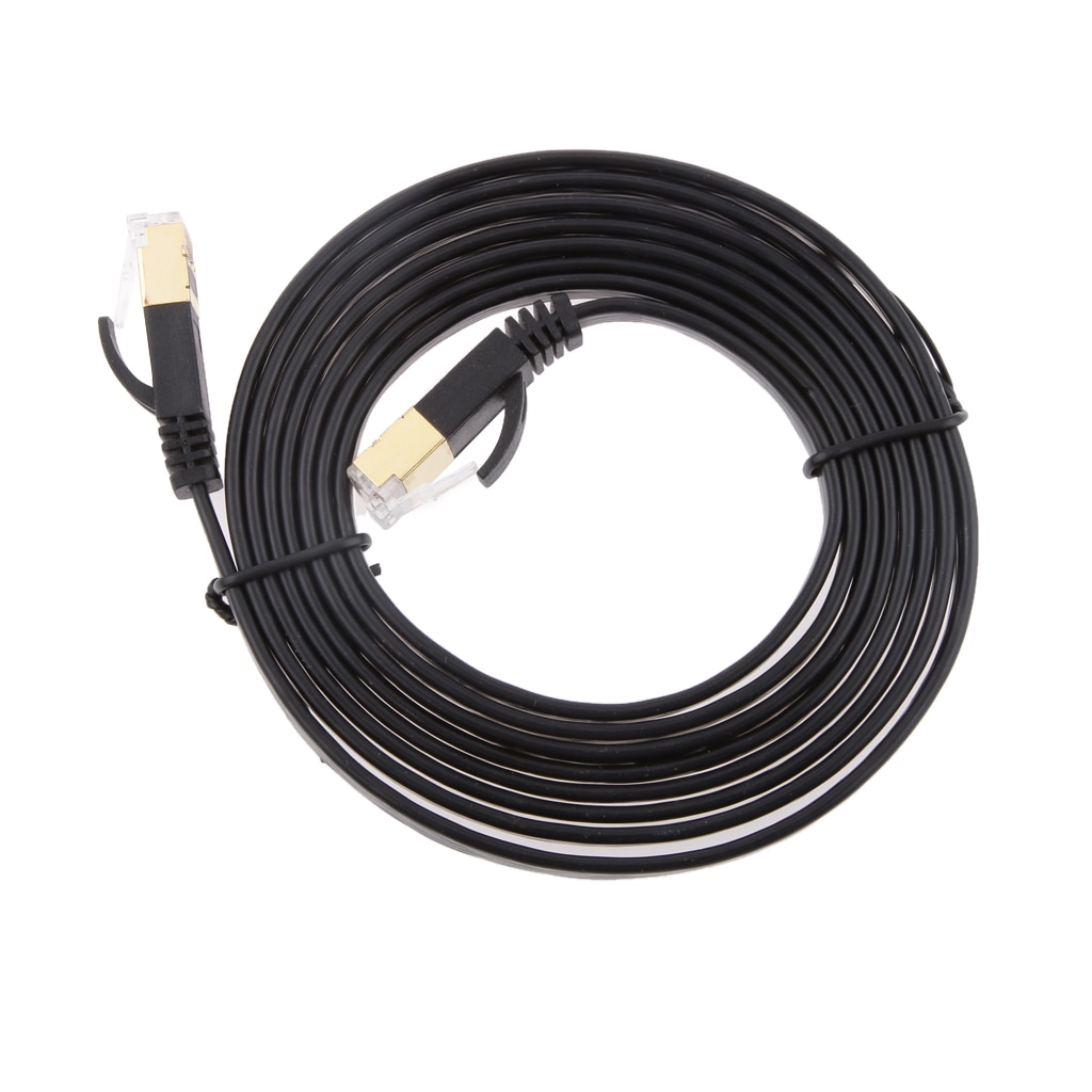 2M 6.6FT Cat7 RJ45 Ethernet Flat Patch Network LAN Internet Cable Cord Gold Plated Support bandwidth up to 600MHz