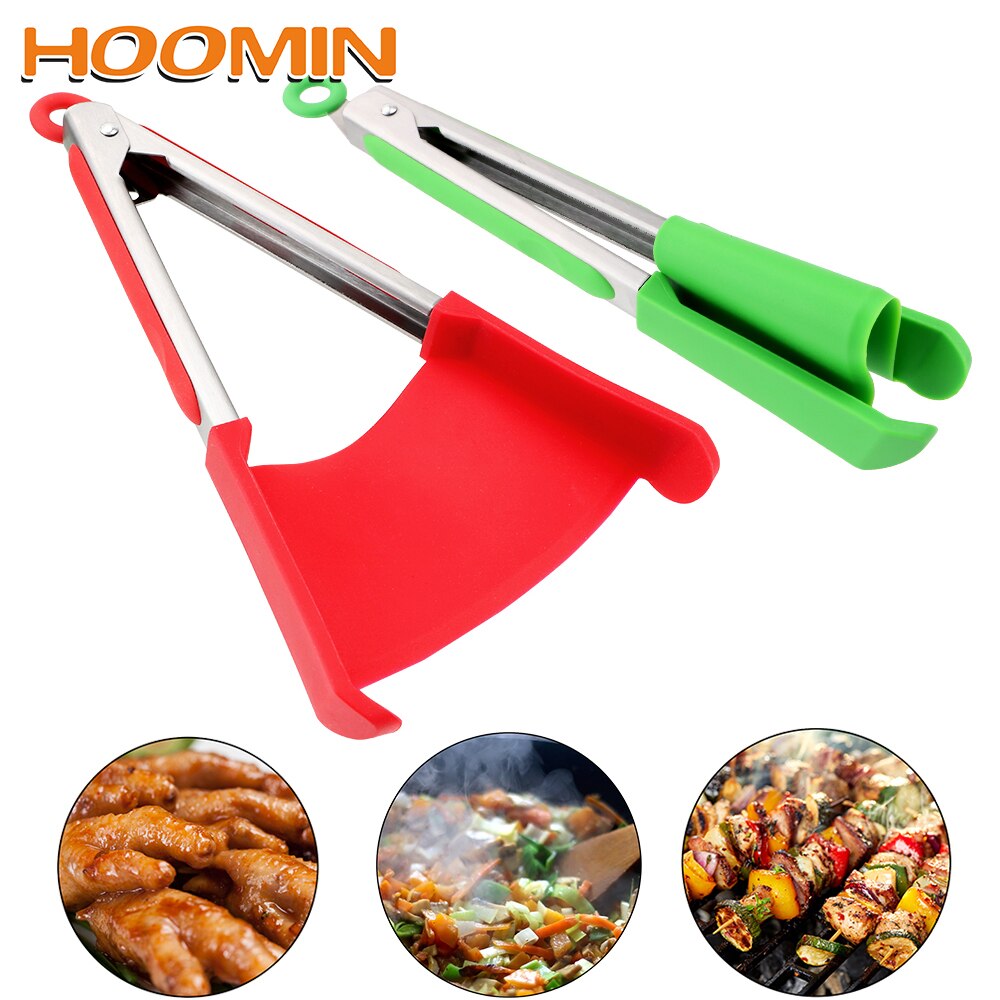 Hoomin Gadget Silicone Non-stick 2 In 1 Keuken Spatel En Tang Hittebestendige Koken Tools Brood Clip