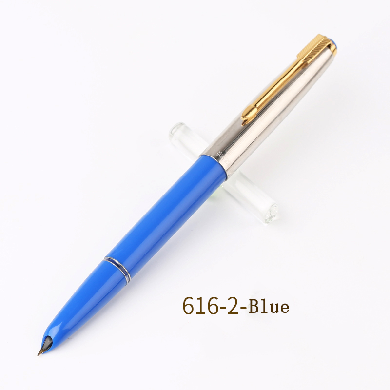 Authentic HERO 616 Classic Nostalgic Fountain Pen 616-2 Golden Clip / Cap Ink Pen Iridium Fine Nib 0.5mm for Student: 616-2 Blue