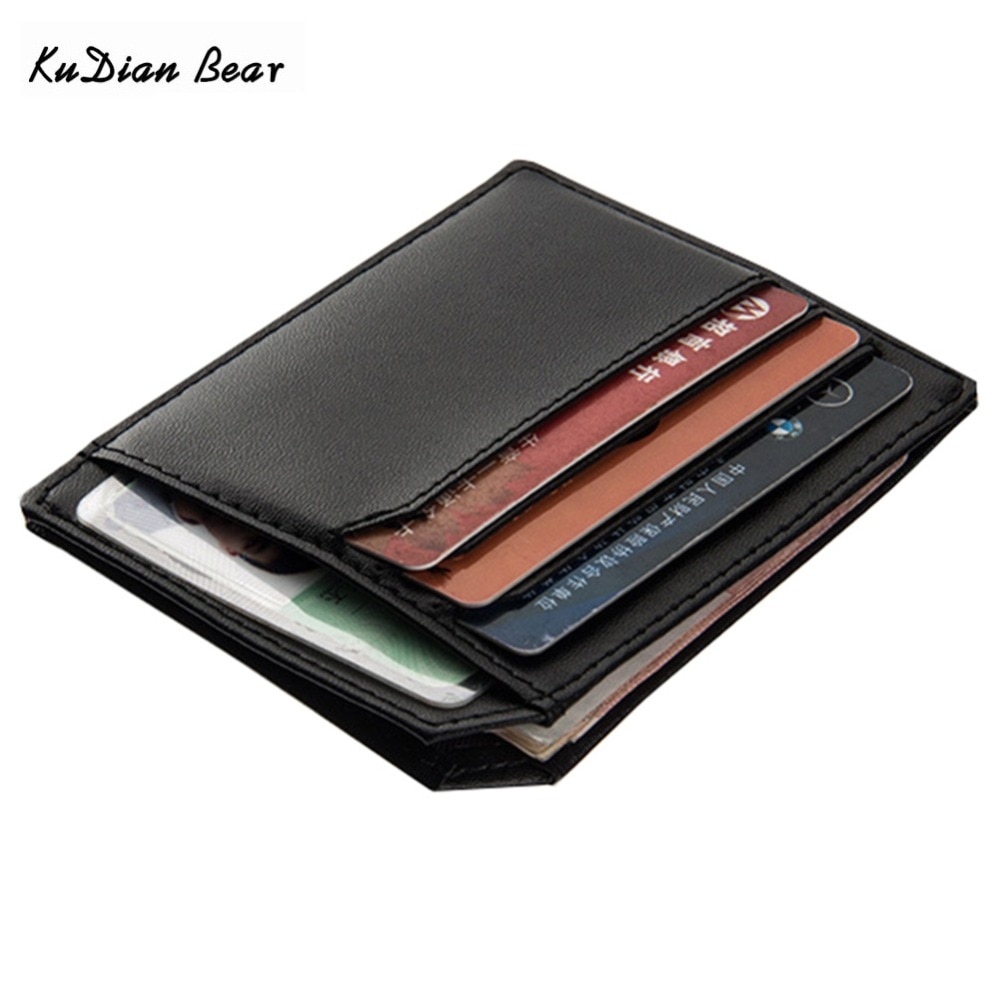 KUDIAN BEAR Minimalist Men Card Holder Slim Wallets Brand Credit Card Holder Leather Male Card Wallet - BID104 PM49