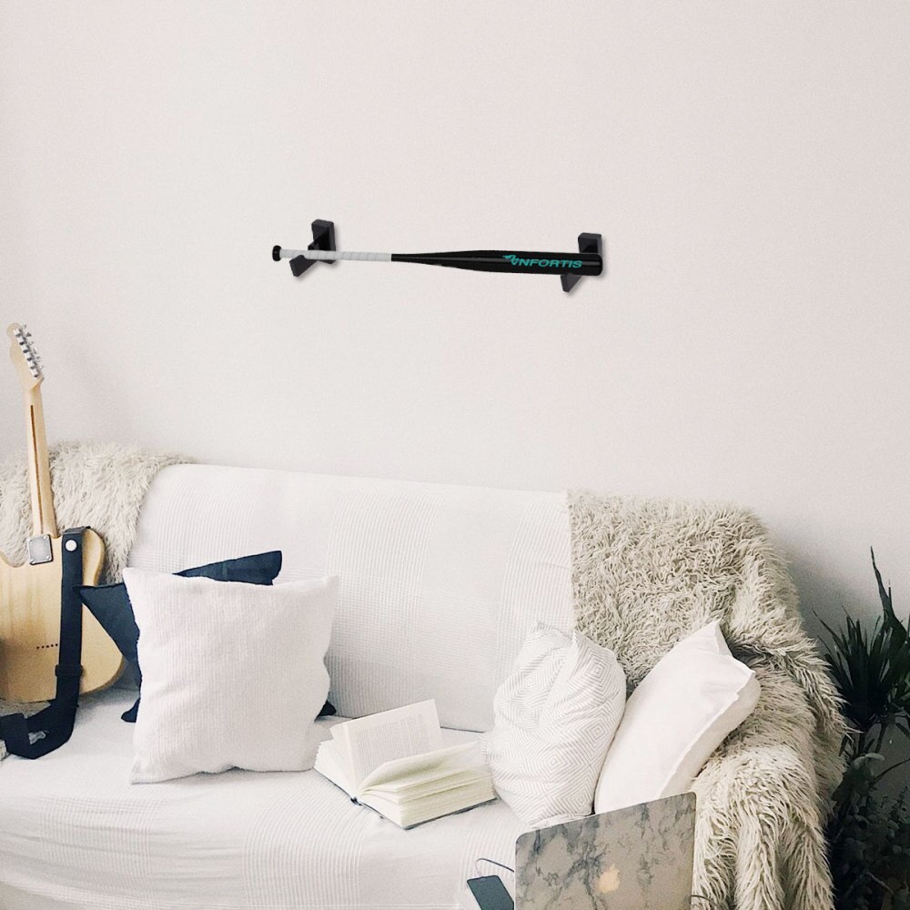 Baseball Bat Display Rack Wall Mounted Bat Holder Bamboo Bat Display Case for Placing Baseball Bat Softball Bat Hockey Stick (Br