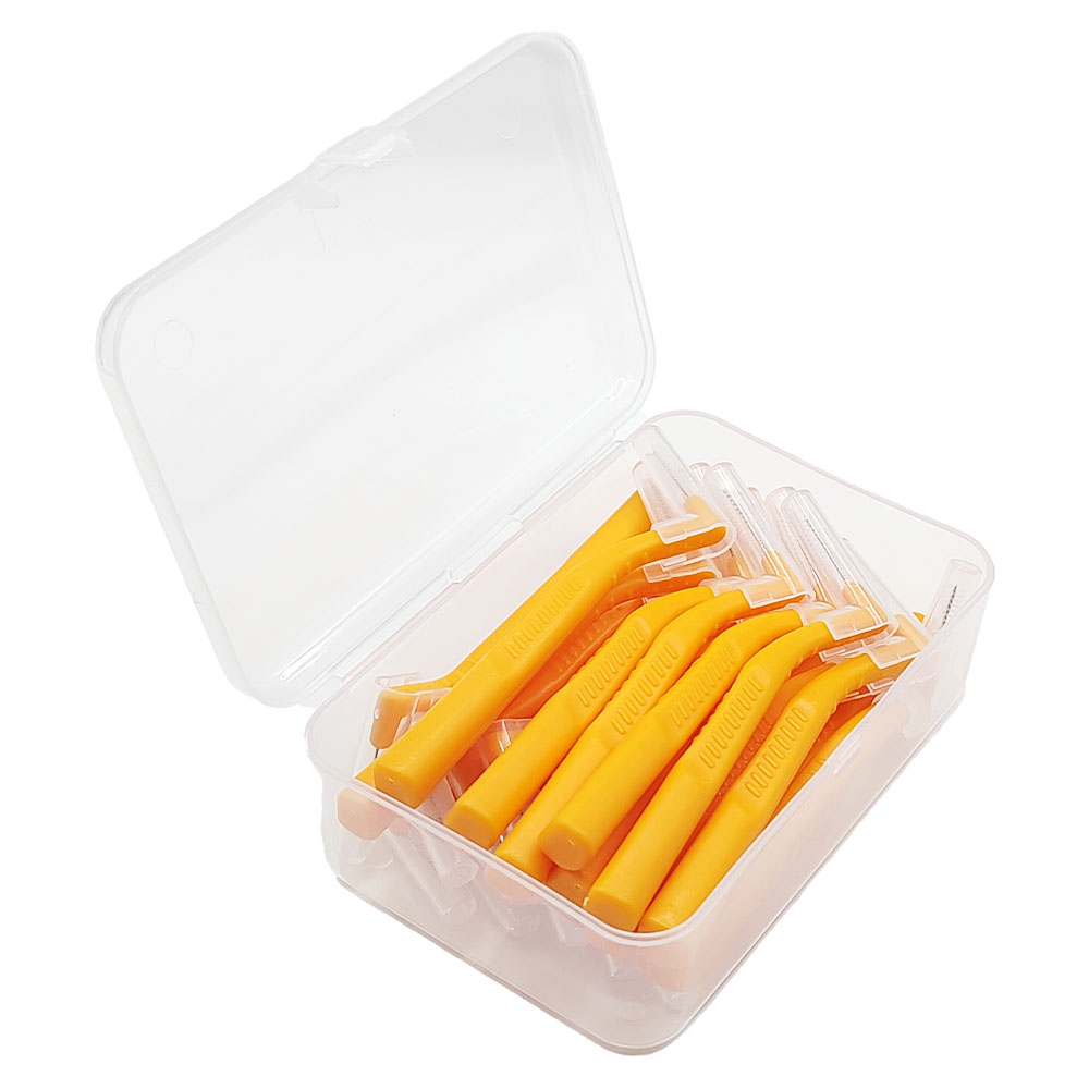 20 st interdentalborstar för tandreglering, rengör mellan tänderna, rengöringsverktyg, mjuk miniborste med dammskydd: Orange