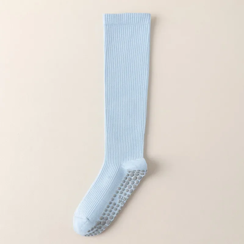 Color Blocked Yoga Calf Socks Anti Slip Pilates Socks Dance Fitness Sports Socks Long Tube Compression Stockings: Orange