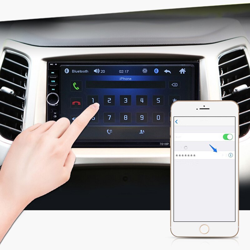 7018B reproductor de función múltiple Universal para coche grabadora de Radio para coche contacto Sn coche o espejo retrovisor Bluetooth Multimedia Playe