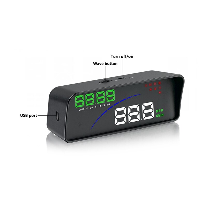 P9 HUD Smart GPS Car Head Up Display OBD2 Over Speed Warning Alarm System