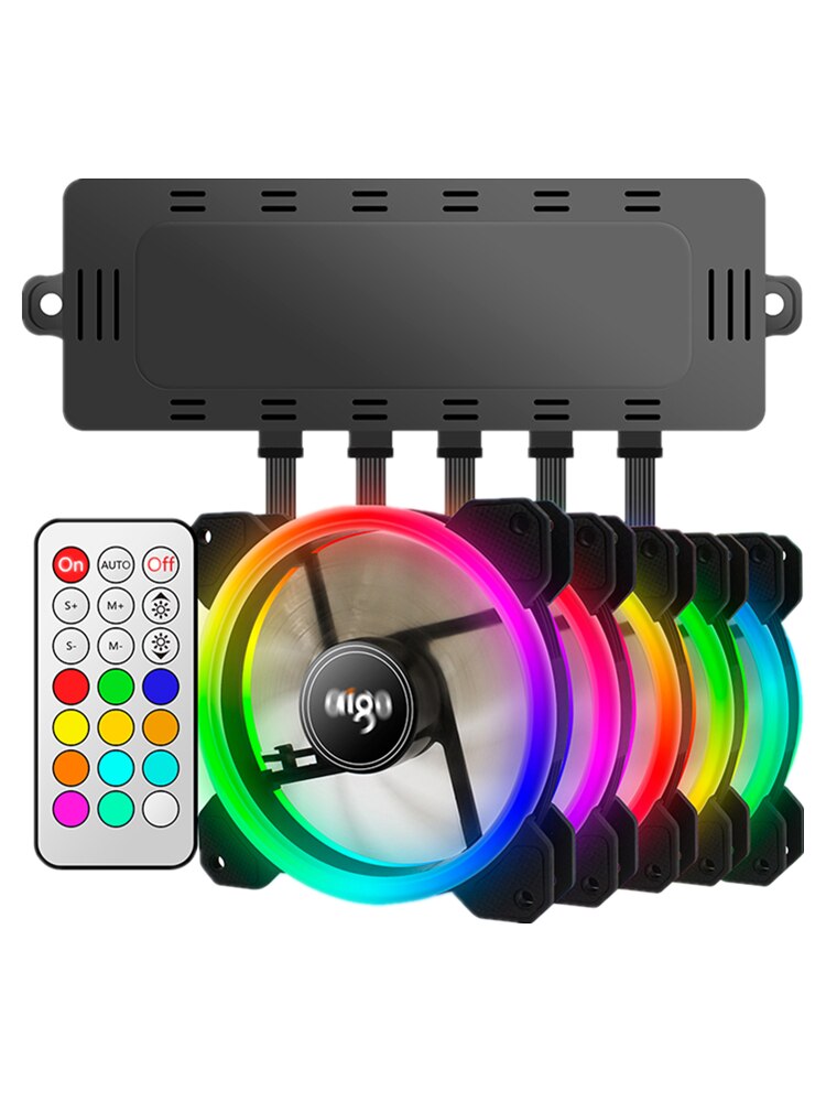 Aigo  dr12 120mm jäähdytin tuuletin tupla rgb pc tuuletin tuuletin tietokoneeseen äänetön pelikotelo kaukosäätimen tuulettimella