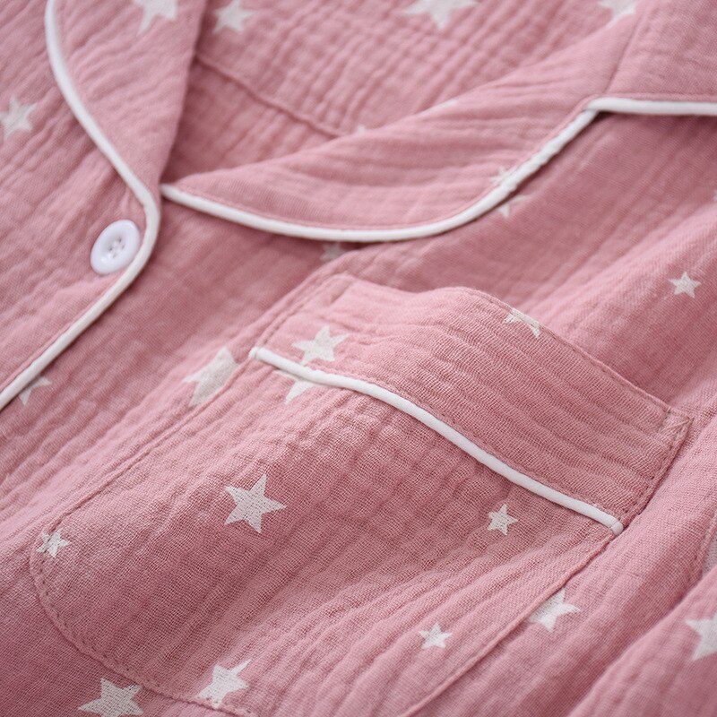 Starry Sky Couples Pajamas Set Women Man Pijama Cotton Crepe Pajamas Lovers Sleepwear Night Suits Nightwear Female Male Homewear