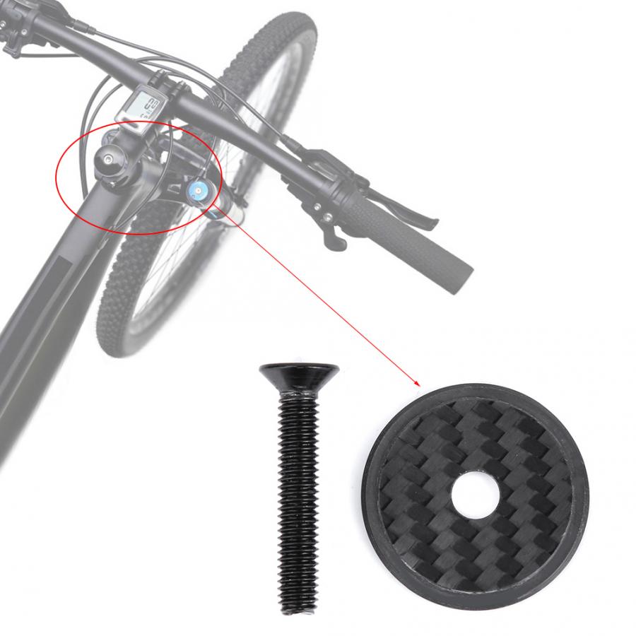 Carbon Fiber waterproof Bicycle Stem Headset Top Cap with Screw for Mountain Bicycles Stems