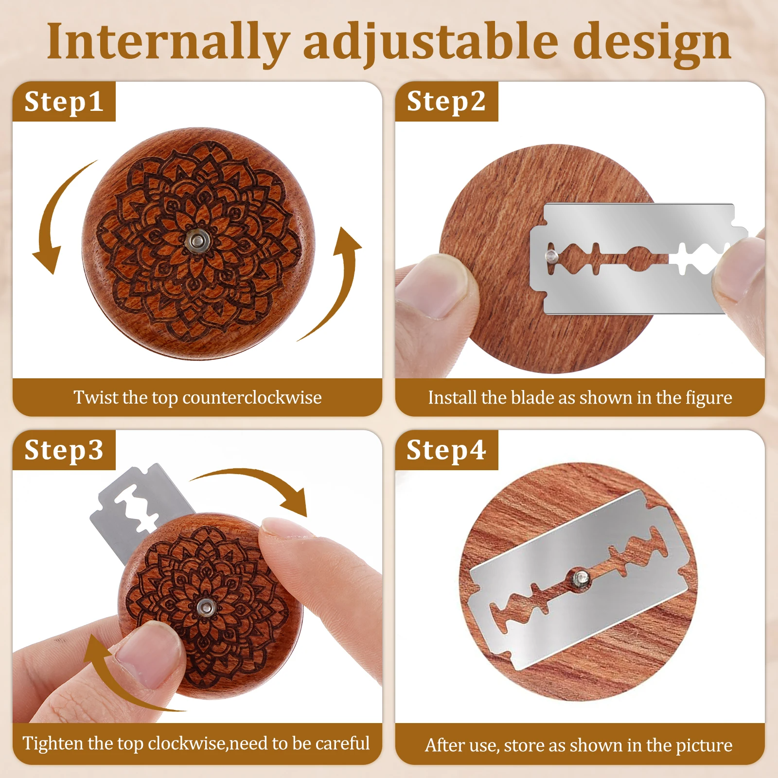 Leipä ontuva taikinaleikkaustyökalut puinen kaavin ranskalainen leipomo ontuva 5 terällä veitsi kaari kaareva viipalointileikkuri leivontatyökalut