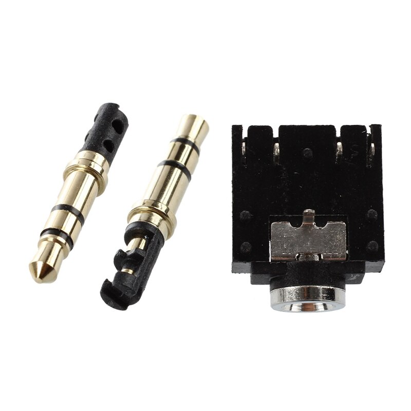 10Pcs 3.5Mm Mannelijke Plug 3 Pole Solderen Oortelefoon Hoofdtelefoon Audio Jack Gold Tone &amp; 10Pcs Dip Pcb mount 5 Pins 3.5Mm Socket Headpho