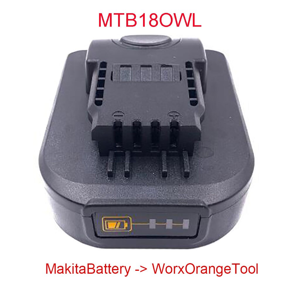 Adapter WA4600 DWB18OWL MTB18OWL MWB18OWL use Makita DeWolt Milwaukee Devon Li-ion Battery on Worx Orange Small Foot 20V Tool: MTB18OWL