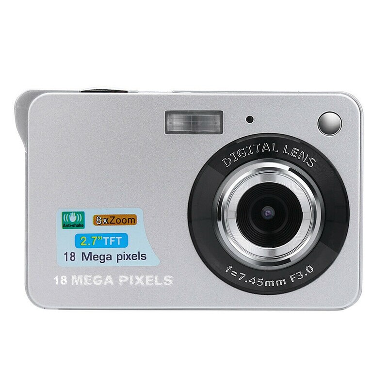 2.7Inch TFT LCD HD Screen Digital Camera Anti-Shake Face Detection Camcorder DQ: Silver