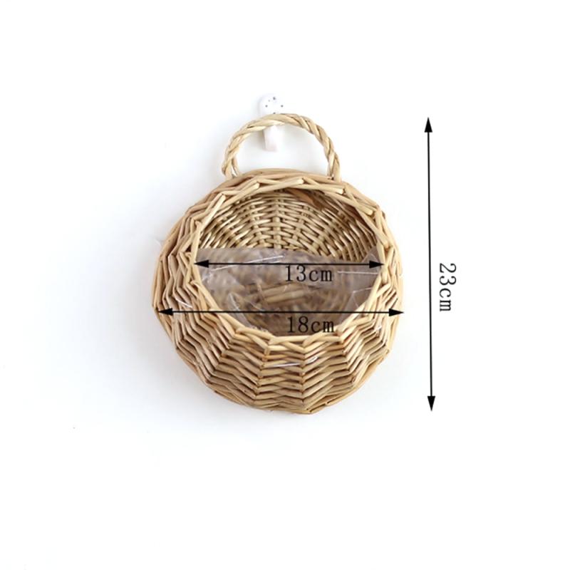 Jardinière fleur tenture murale osier rotin panier intérieur plantes support vigne Pot mural plante panier jardin décoration murale: Small Khaki