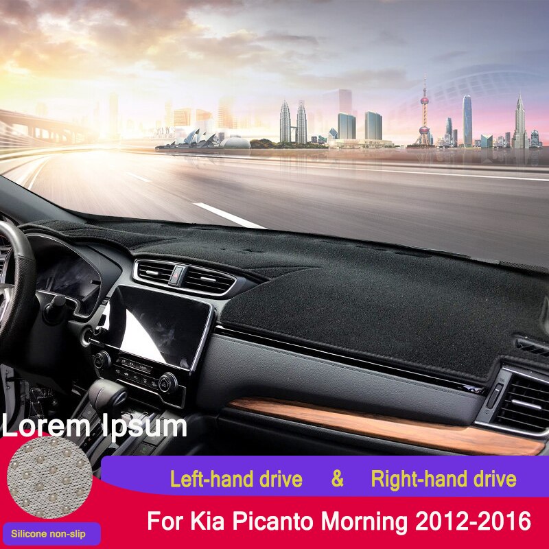 Auto dashboardhoes dashboard mat tapijt cape voor kia picanto morning 2 lagen lhd rhd auto zonnescherm kussen