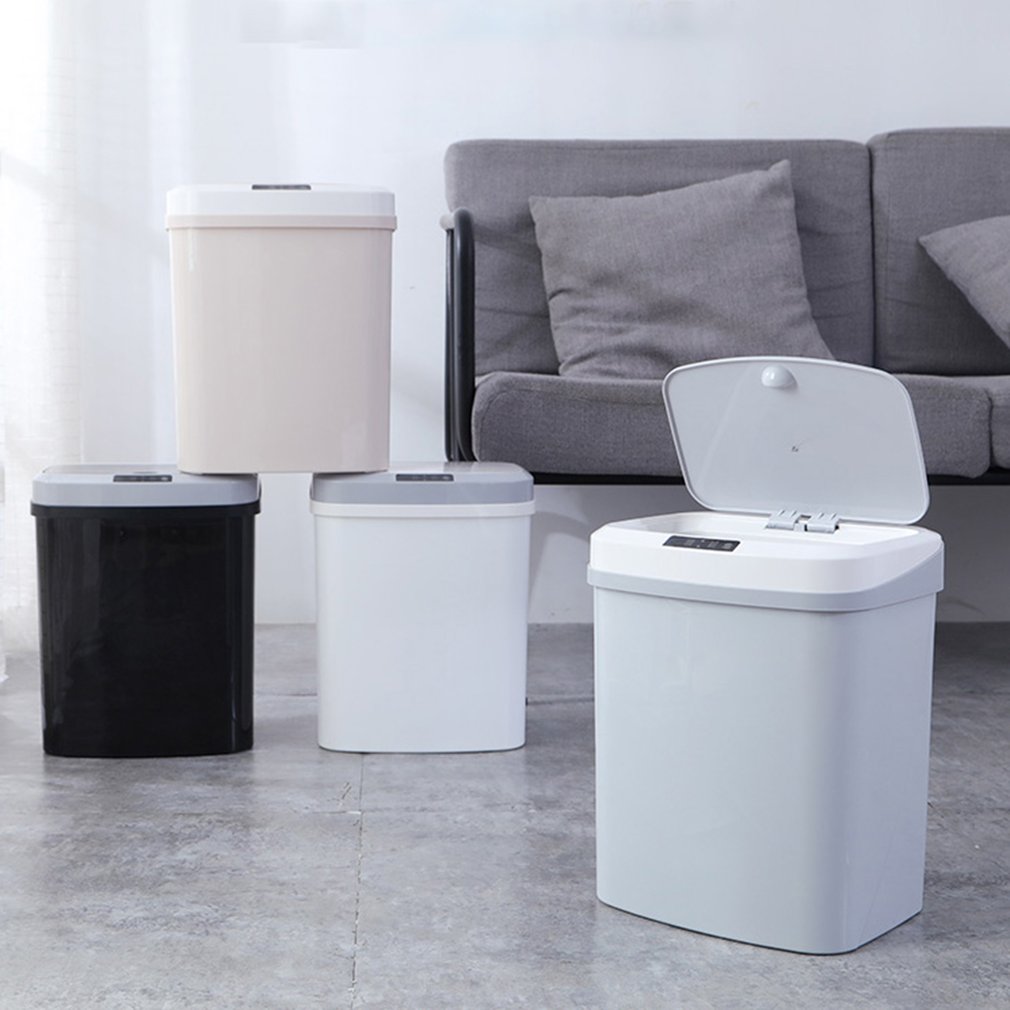 Intelligent Sensor Trash Can Household Mute Electric Cover Trash Can Charging Version Induction Plus Vibration