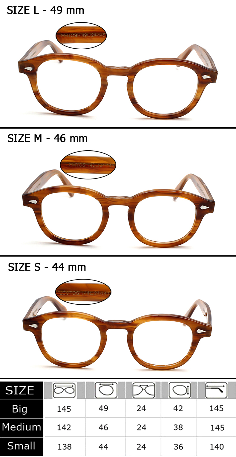 Johnny Depp Lemtosh Brillengestell Herren Damen Luxusmarke Jahrgang Computerbrille Acetat Brillengestell Transparente Linsenbox