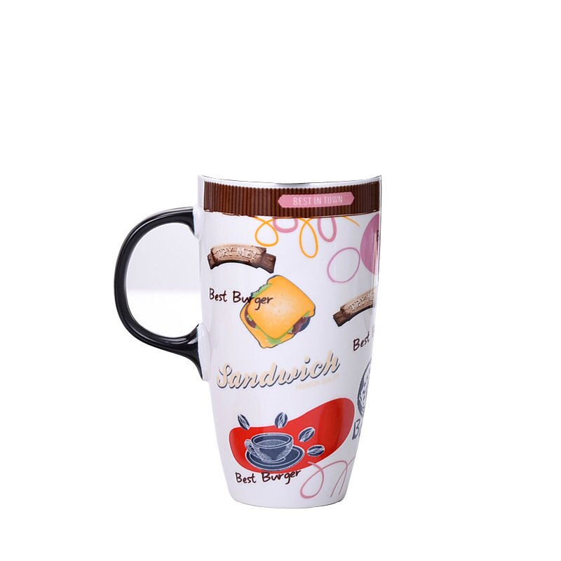 Fall Cute Cartoon Ceramic Coffee Milk Mug Mugs Breakfast Cereal Juice Red Tea Cup Student Friend Office Straw Cups: B2
