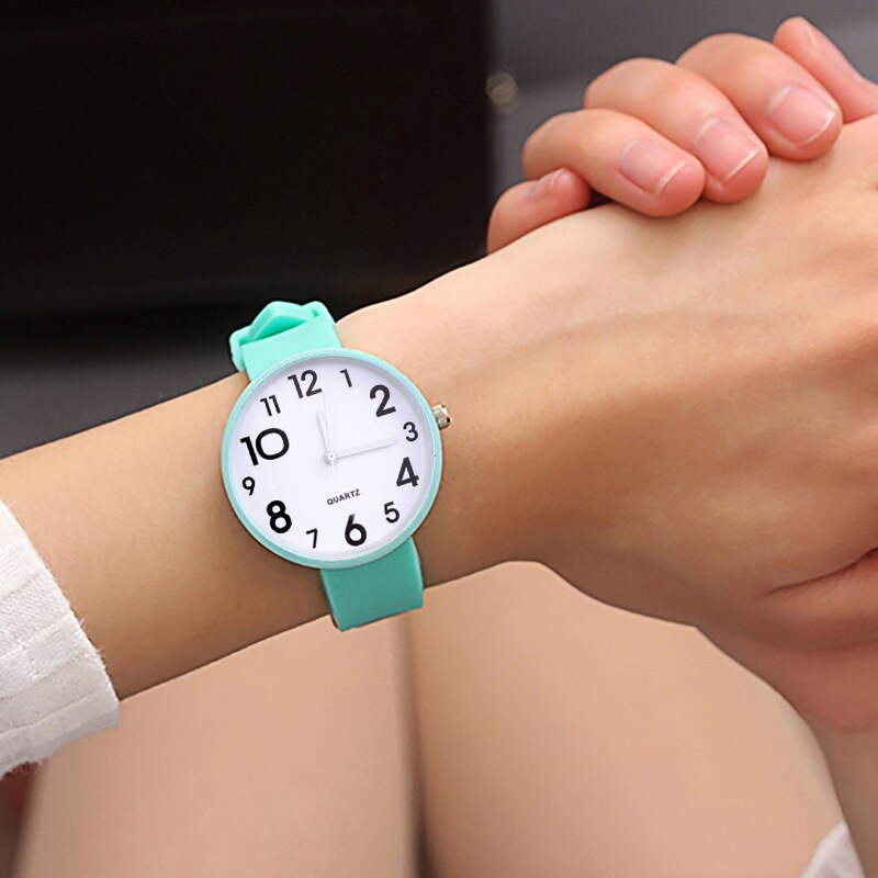 Siliconen Polshorloge Vrouwen Horloges Dames Top Quartz Horloge Voor Vrouw Klok Vrouwelijke Uur Relog Montre Femme D45: green