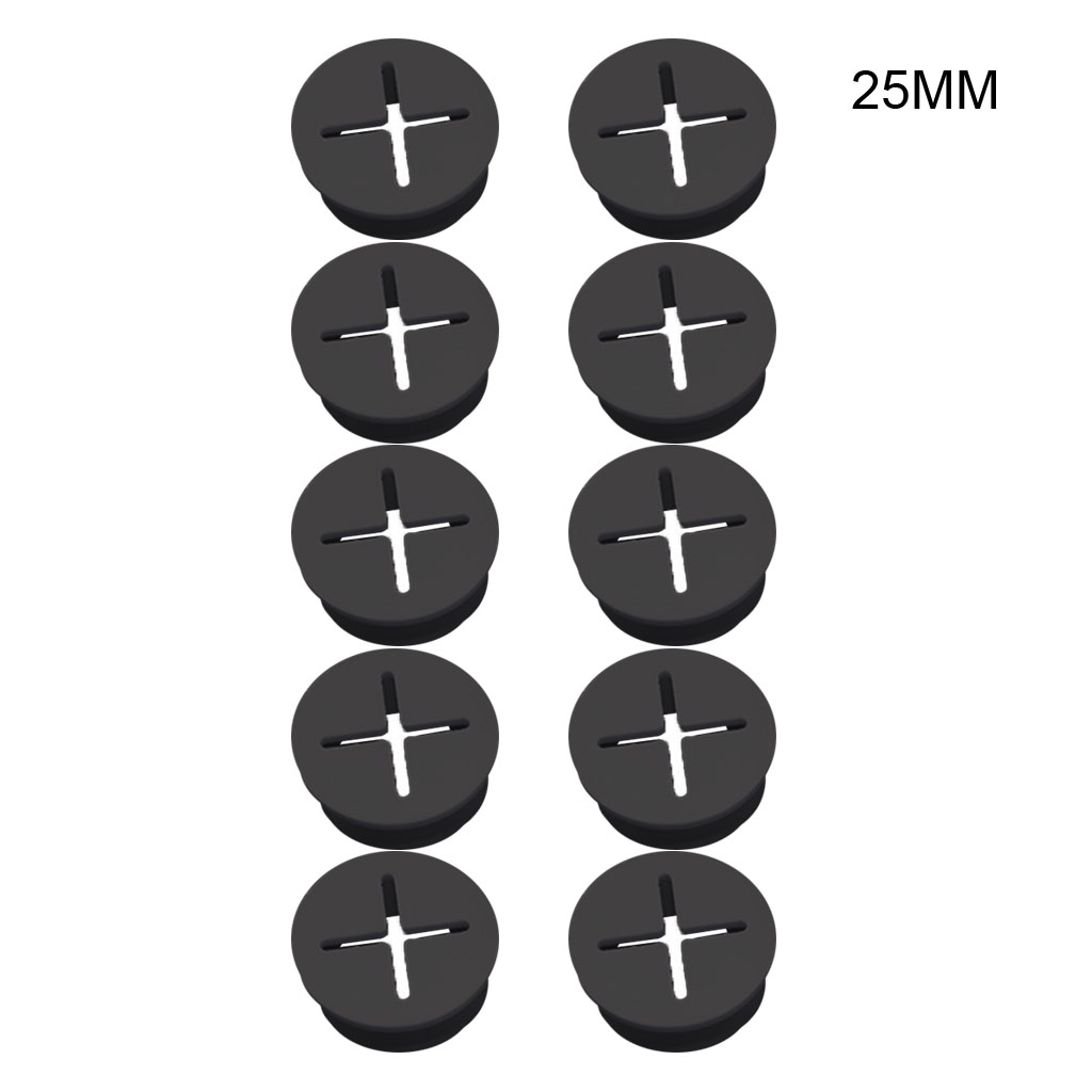 10 Pcs Flexible Wire Rubber Grommets Rubber Cable Cord Grommet for Desk Table Console Furnitures Hole Cover Dustproof: 25mm-BK