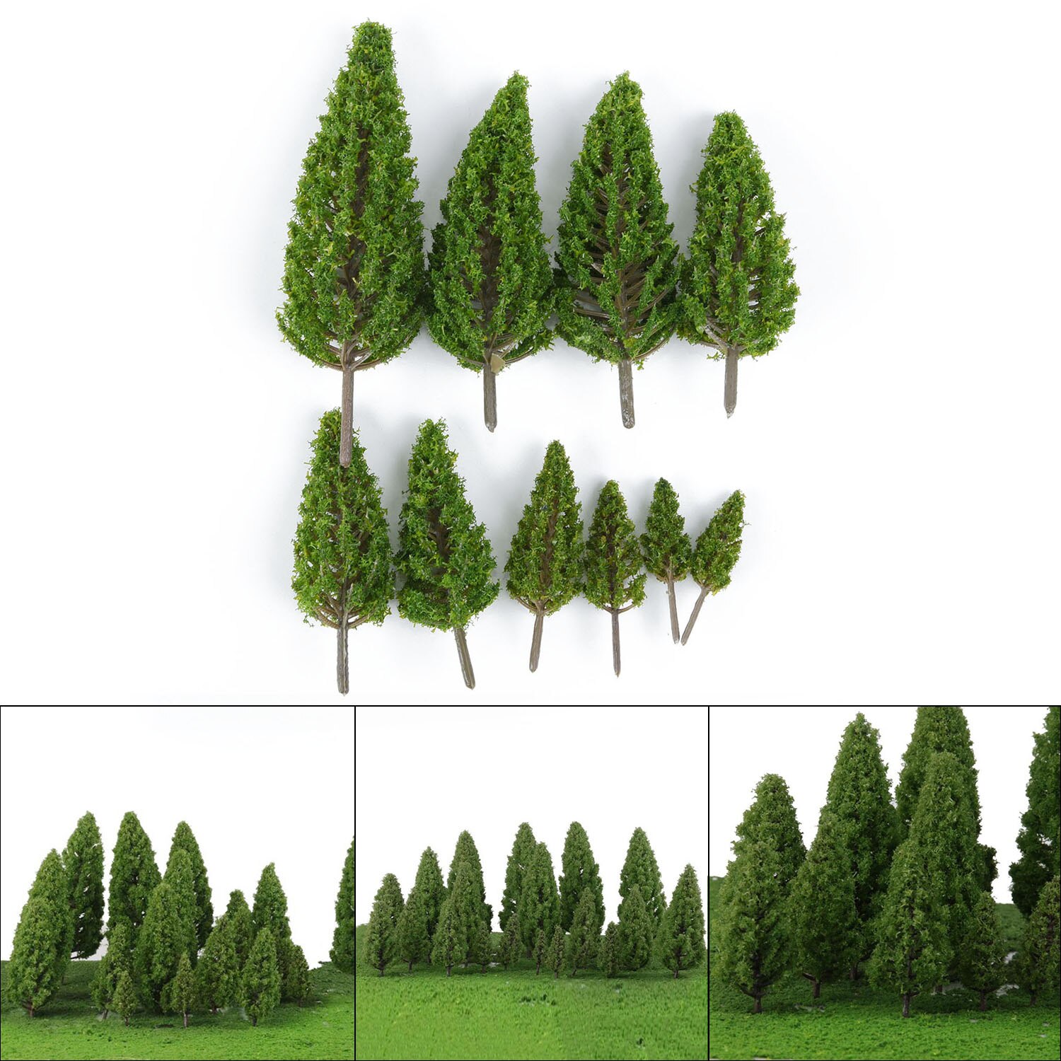 20 Green Model Trees Train Railway Park Street Buildings Scenery Layout