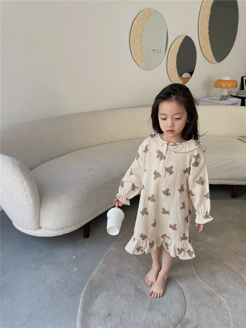 MILANCEL 2022 primavera nuovi pigiami per bambini biancheria da notte per bambina camicia da notte a maniche lunghe pigiama per ragazze coreane pigiama per bambini di moda: dress / 7T