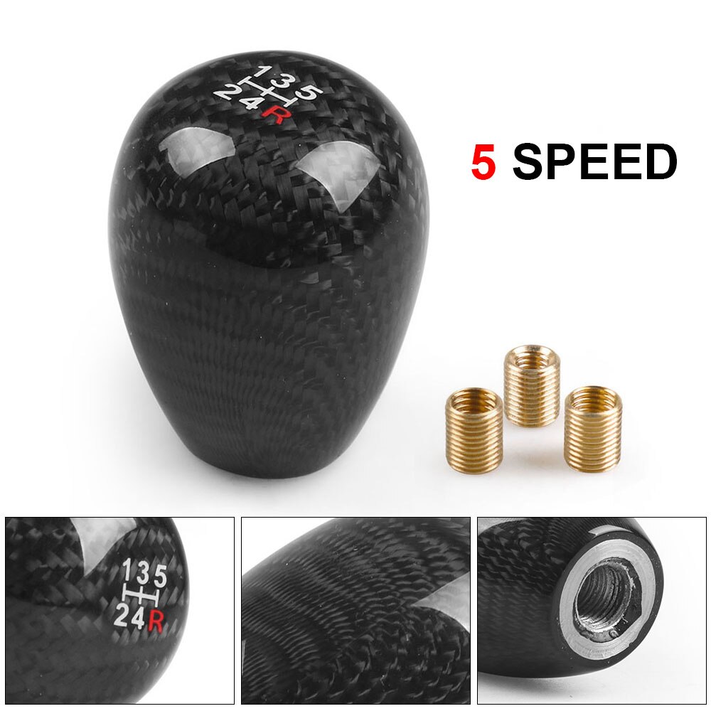 Racing 5 6 SPEED Gear Shift Knob Manual Real Carbon Fiber Shift Knob 57MM Stick Shifter Lever Knob