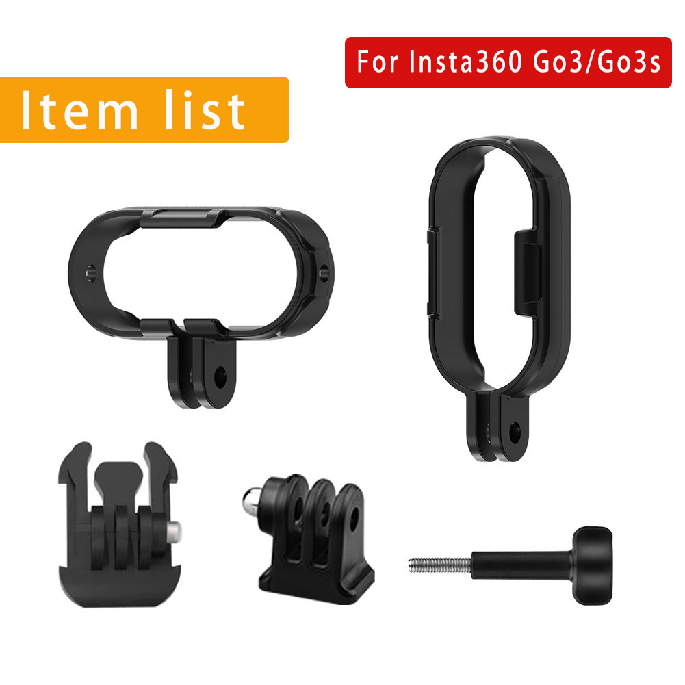 For Insta360 Go 3 3S Accessories Adapter Protective Frame for Insta360 Go3 / GO3S Mount Adapter Bracket Stabilizer Expansion: black color