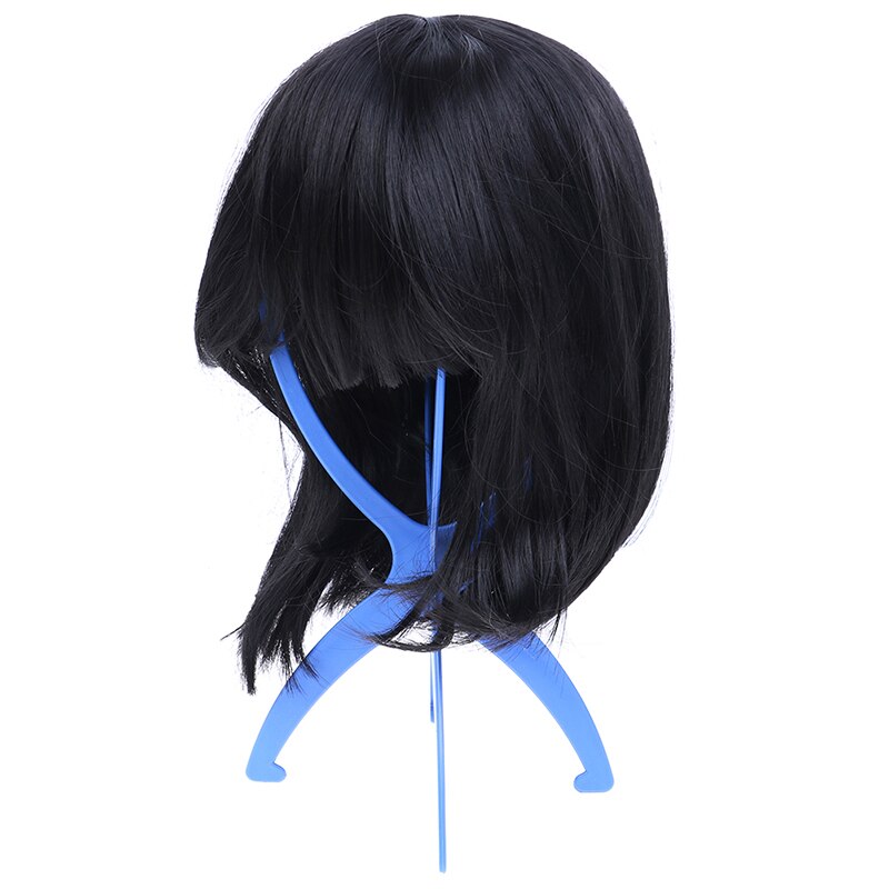 1 stk plast paryk stativ blå paryk holdbar bærbar foldbar mannequin hovedhætte hårholder stabil displayværktøj