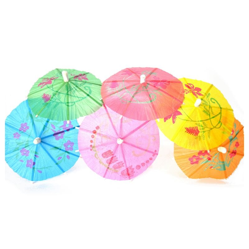 100 Gemengde Papier Cocktail Paraplu Parasols Voor Party Tropische Drankjes Accessoires: Default Title
