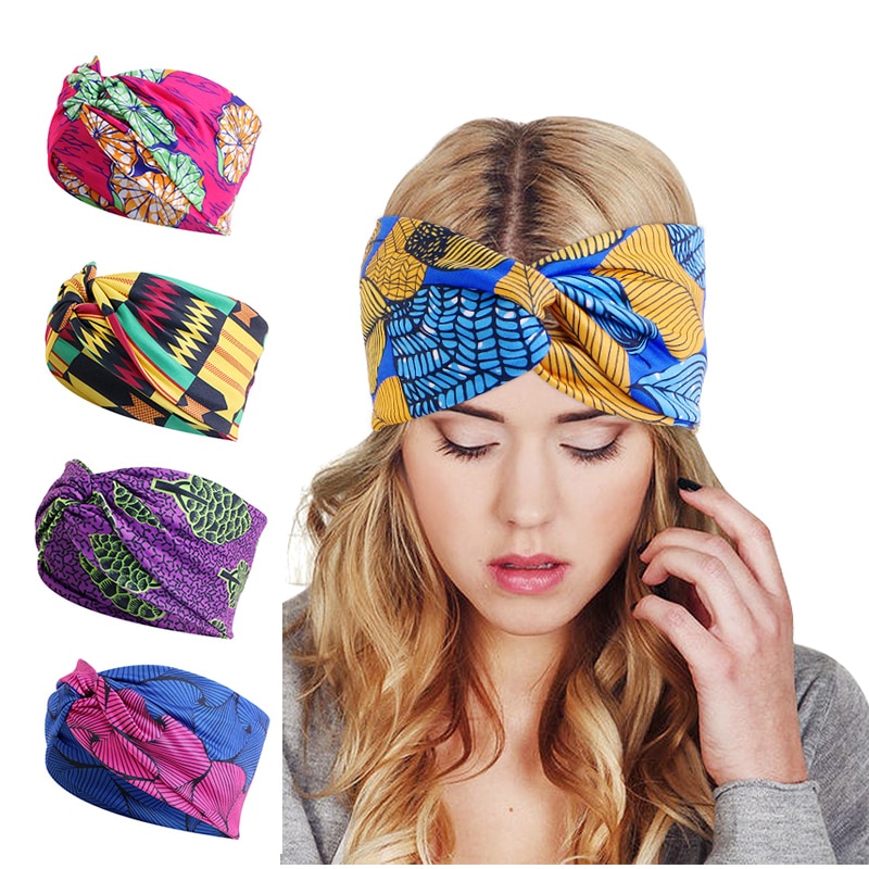 Afrikaanse Gedrukt Twist Hoofdband Vrouwen Sport Elastische Headwrap Haar Sjaal Breed Stretch Haarband Bandana Haaraccessoires