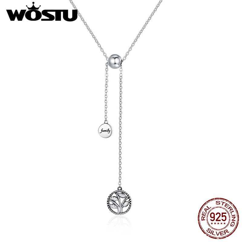 WOSTU Original 925 Sterling Silver Family Tree Pendant Necklaces For Women S925 Luxury Jewelry Mother CQN106